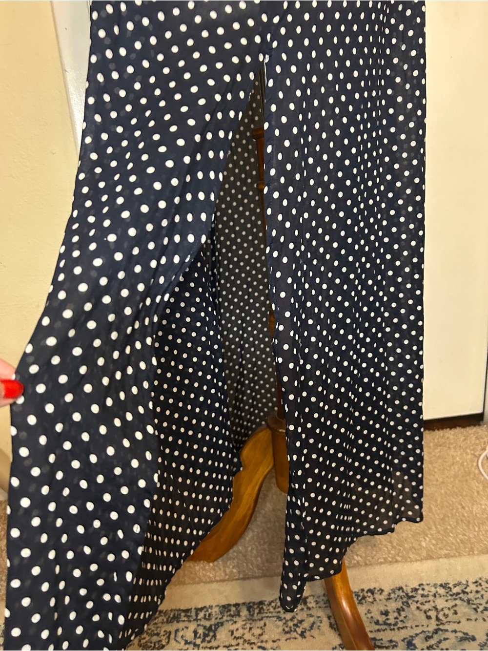 J. Crew Beachwear Midi Navy Polka Dot Cover Up Dress S/M - Picture 6 of 8